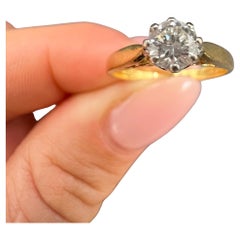 18ct Yellow Gold, 0.30 Carat Diamond Single Stone Ring, Hallmarked London 1986