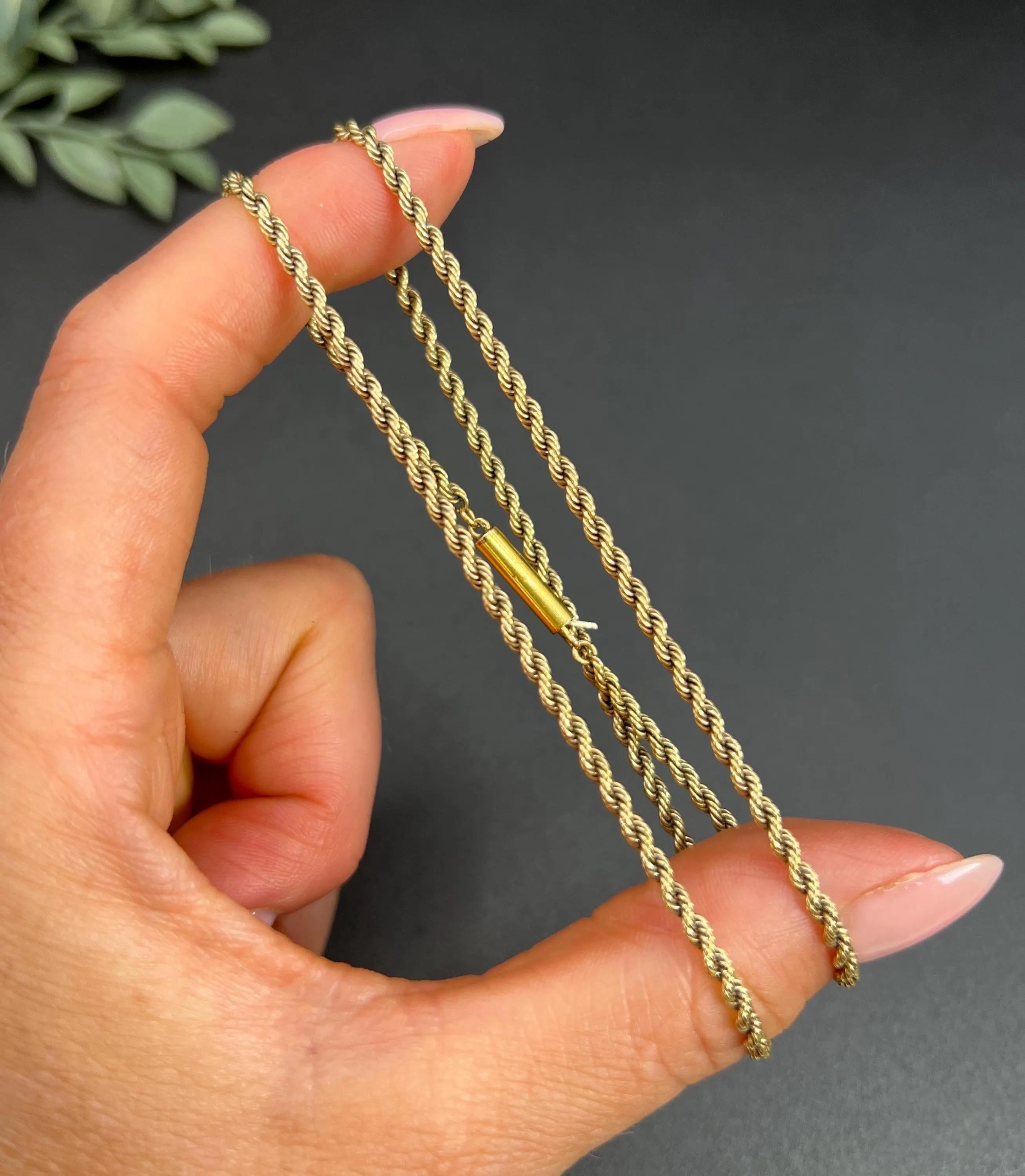 da uomo o donna Catena antica in oro giallo 15ct, vittoriana, 16 1/2 Inch Solid A Link in vendita