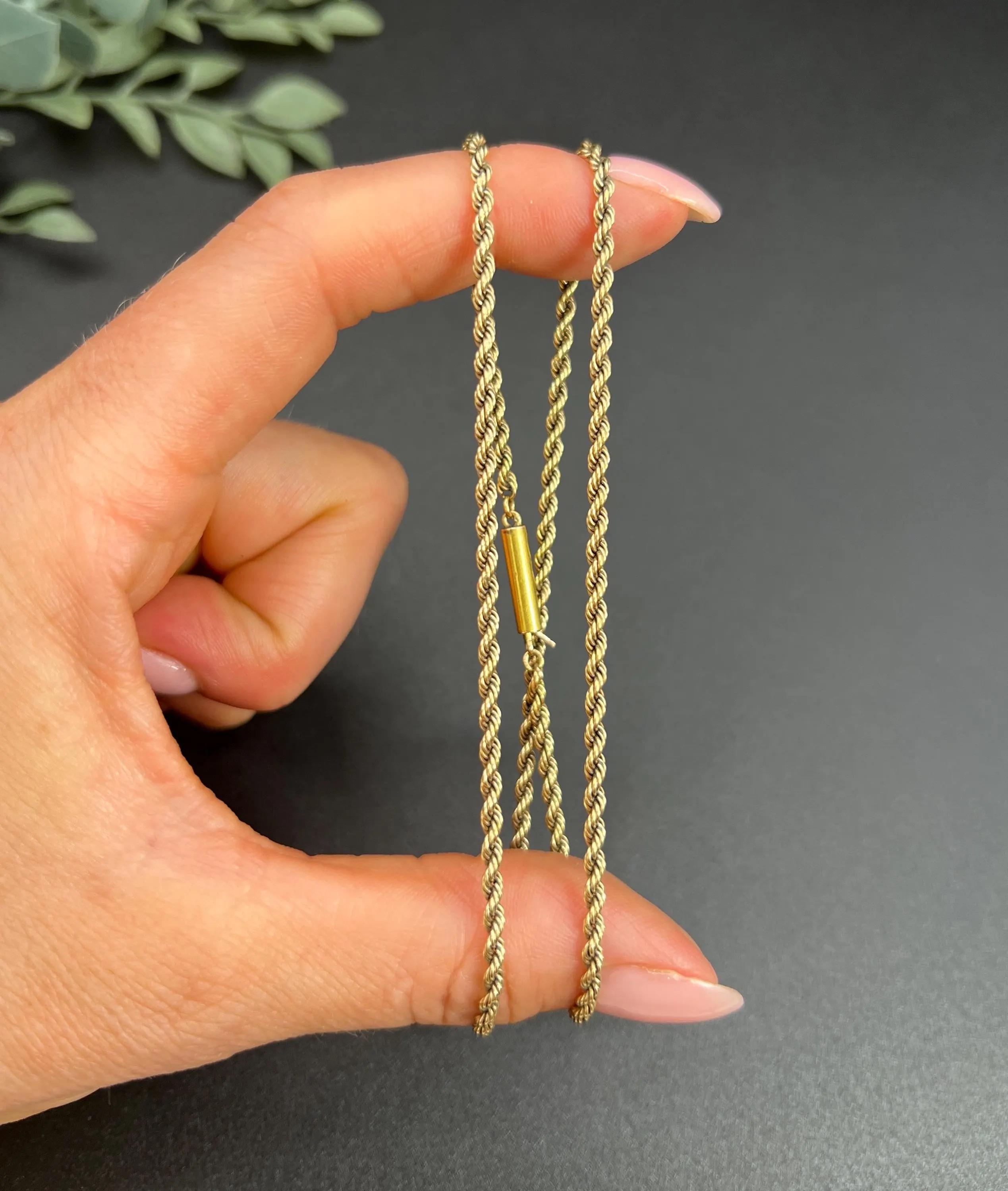Catena antica in oro giallo 15ct, vittoriana, 16 1/2 Inch Solid A Link In condizioni buone in vendita a Brighton, GB