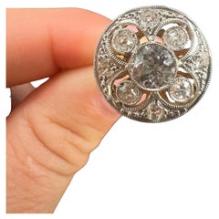 Antiker 18ct Gold & Platin, Edwardianischer runder Diamant Cluster Ring
