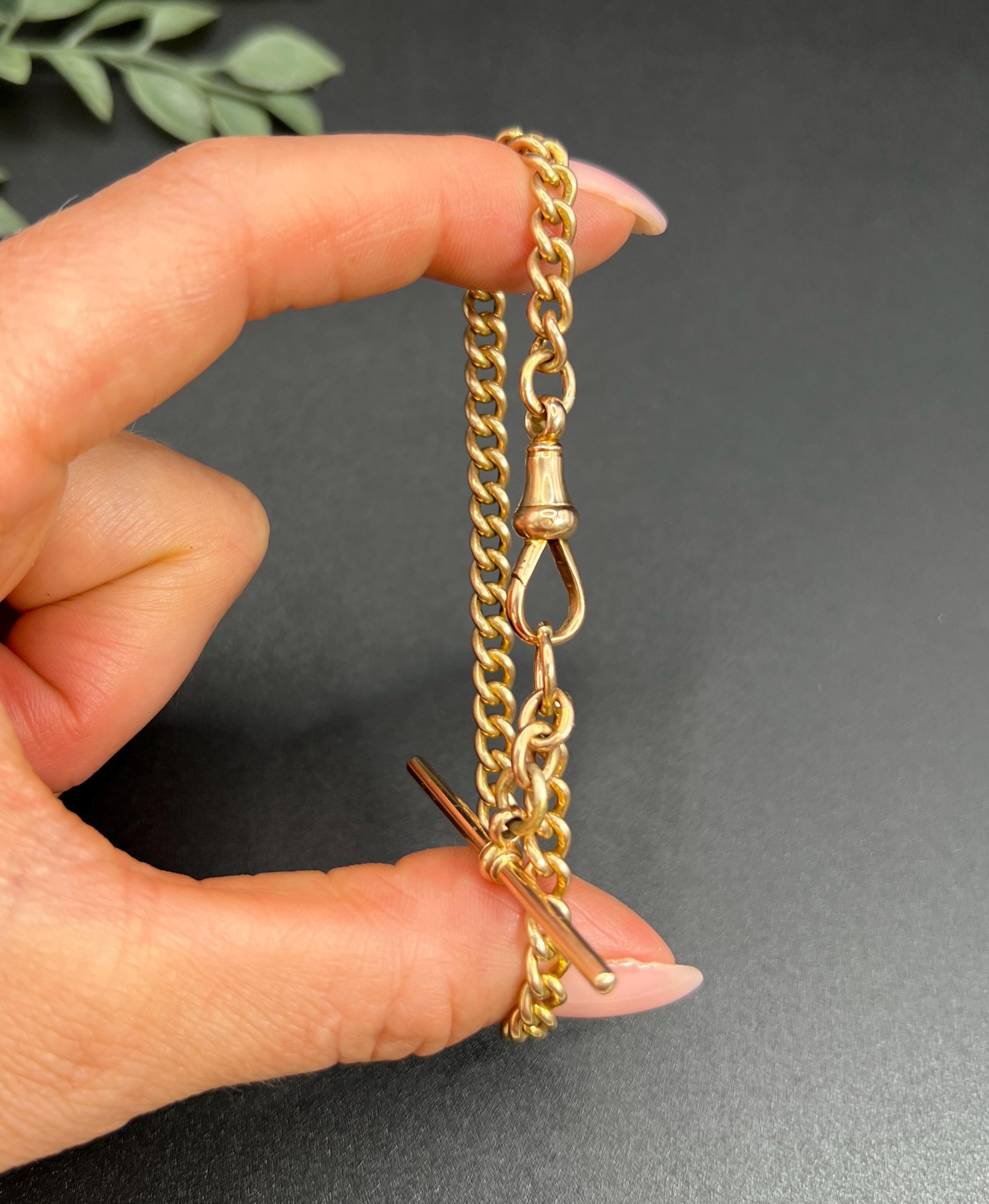 Femenino o masculino Oro rosa de 15 ct, pulsera victoriana de eslabones macizos con barra en T y eslabón giratorio en venta