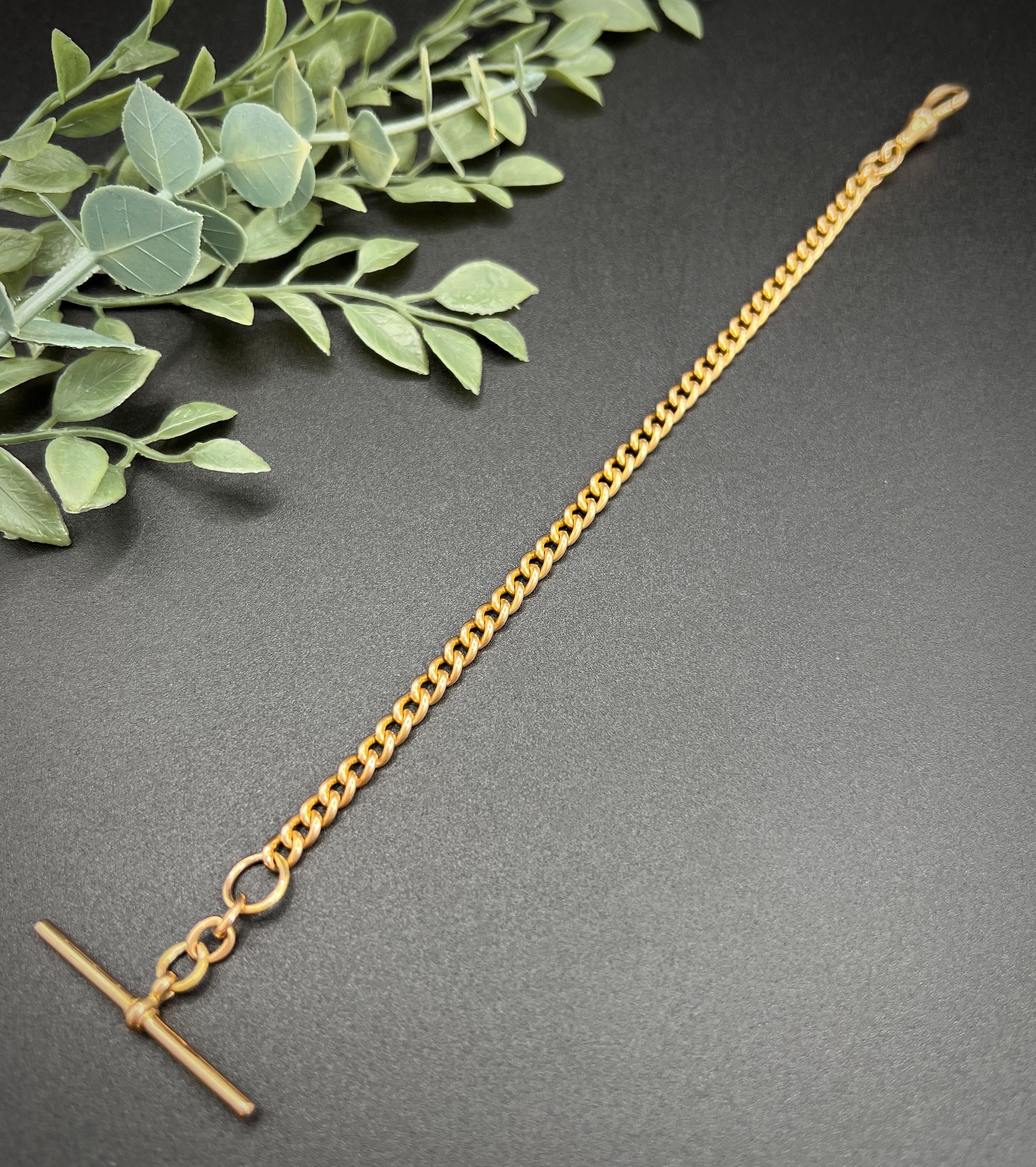 Oro rosa de 15 ct, pulsera victoriana de eslabones macizos con barra en T y eslabón giratorio en venta 3