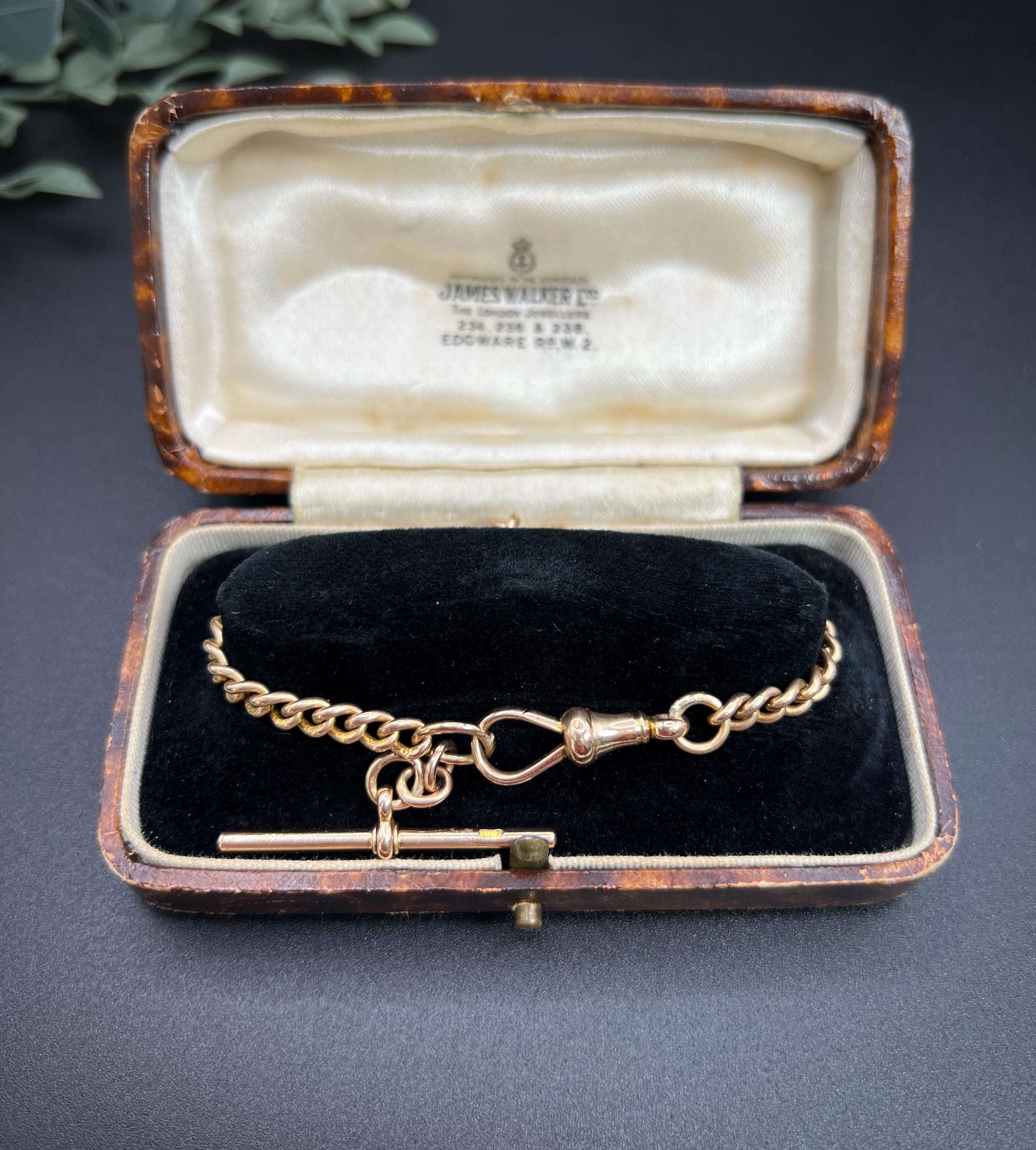 Oro rosa de 15 ct, pulsera victoriana de eslabones macizos con barra en T y eslabón giratorio en venta 6