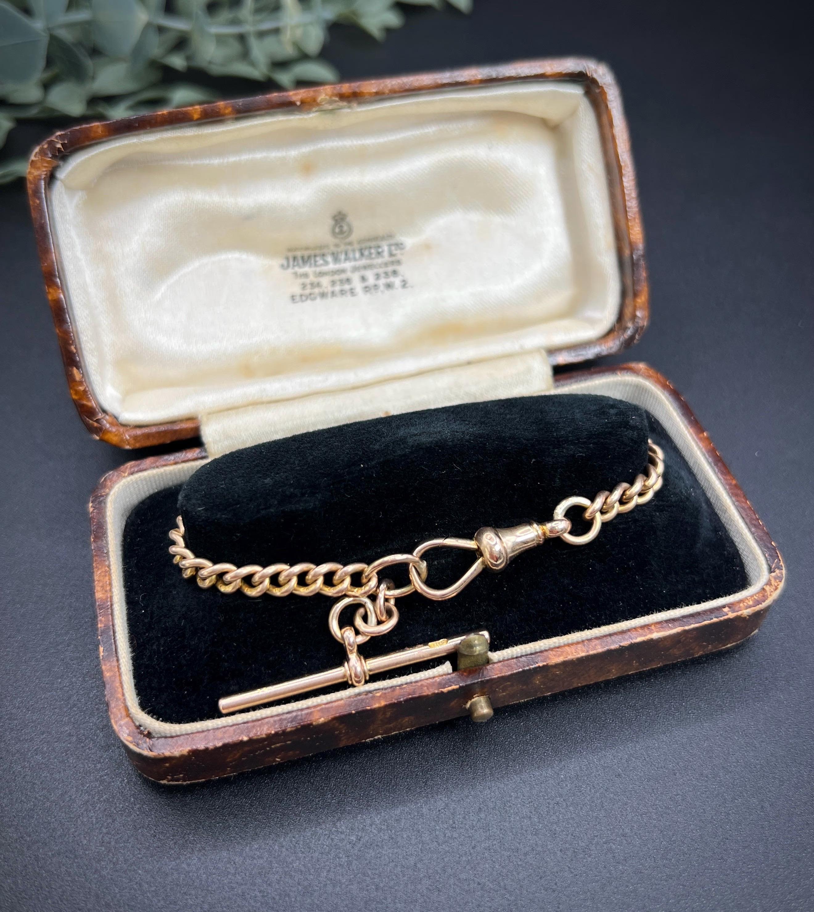 Oro rosa de 15 ct, pulsera victoriana de eslabones macizos con barra en T y eslabón giratorio Victoriano en venta