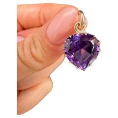 Vintage 9ct Rose Gold, 1930s Amethyst Heart Shaped Pendant Charm