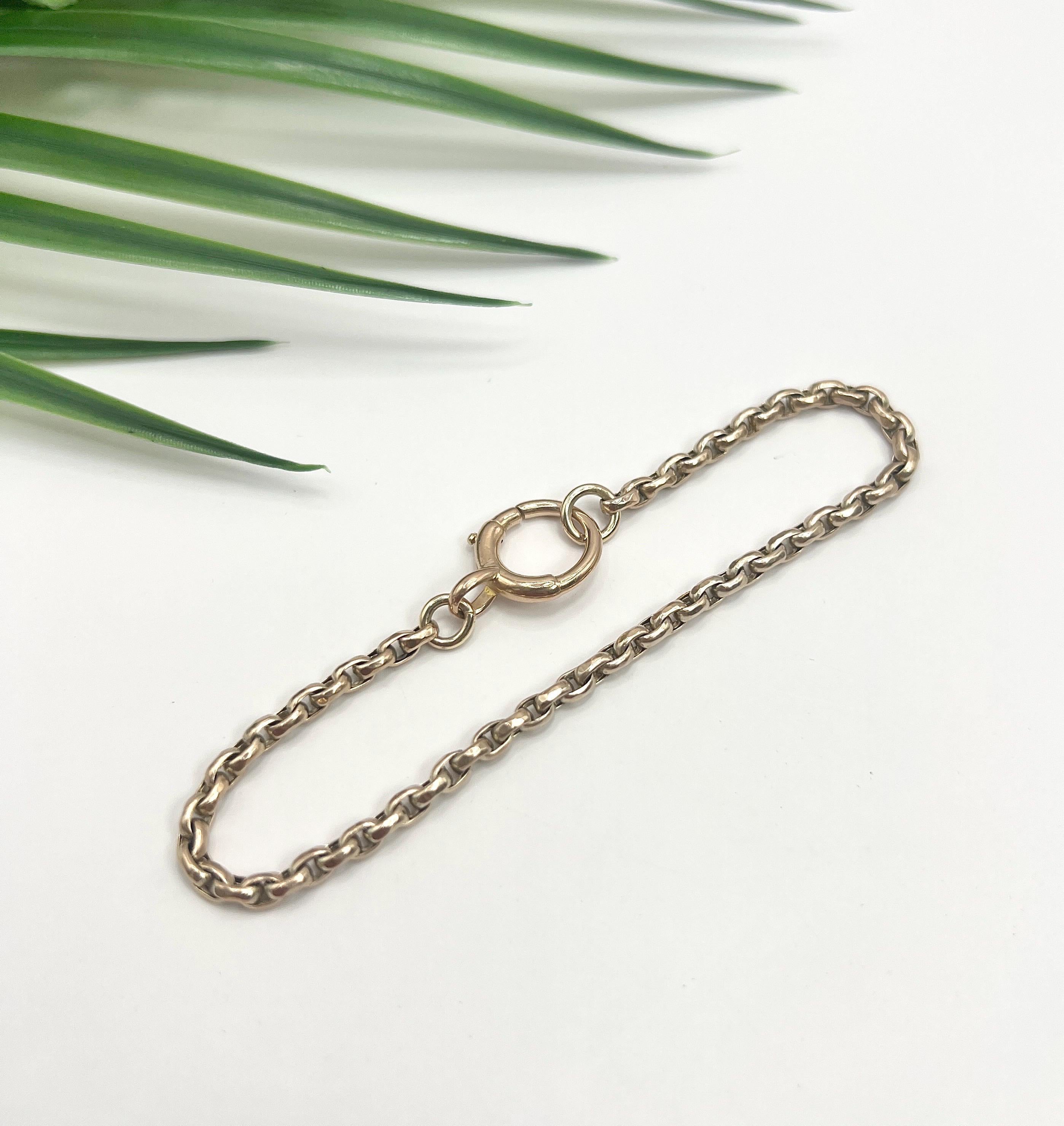 Édouardien Bracelet ancien en or rose 9ct, Edwardian 7 1/4 Inch Faceted Oval Belcher Link en vente