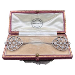 Antique 18ct White Gold, Edwardian Diamond Jabot Pin