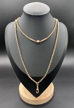 Antique 9ct Rose Gold 30 Inch, Edwardian Fancy Paperclip & Ball Belcher Chain