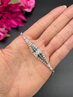 Antique Platinum, Original Art Deco Onyx & Diamond Bracelet