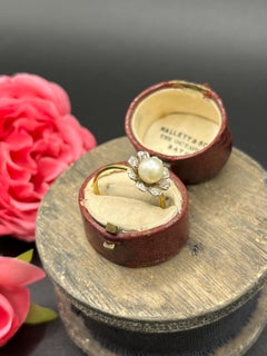Antique 15ct Yellow Gold, Edwardian Pearl & Diamond Daisy Cluster Ring