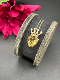 Vintage-Anhänger aus 9-Karat-Gold im viktorianischen Stil mit Citrin und Perlen in Herzform