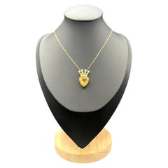 Vintage-Anhänger aus 9-Karat-Gold im viktorianischen Stil mit Citrin und Perlen in Herzform