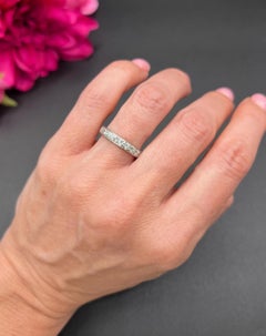 Vintage Platinum, Diamond Half Eternity Ring, Anniversary Ring, Wedding Band
