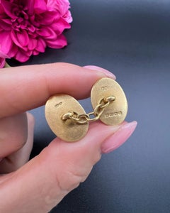 Antique 18ct Yellow Gold Edwardian Floral Design Cufflinks, Birmingham 1919