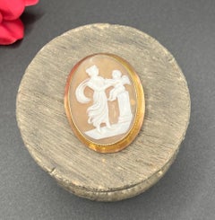 Antique 9ct Gold, 1920s Shell Cameo Portrait Brooch