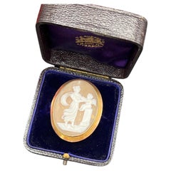 Antique 9ct Gold, 1920s Shell Cameo Portrait Brooch