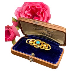 Antique 15ct Gold Edwardian Turquoise & Pearl Brooch, Circa 1910