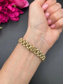 Pulsera vintage de oro de 9 quilates con sello, de los años 50, con eslabones en forma de pantera
