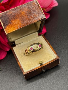 Antique 18ct Gold Edwardian Ruby & Diamond Three Stone Ring, Hallmarked 1905