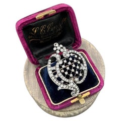 Antique 18ct Gold & Silver, Edwardian era Diamond Floral Brooch / Pendant