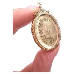 Antique 9ct Rose Gold Back & Front Stamped, Edwardian Oval Shaped Swallow Locket