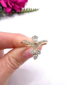 Vintage 18ct Yellow Gold, 1930s Natural Diamond Tiara Ring