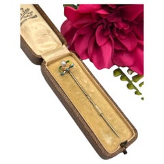 Antique Art Nouveau 15ct Gold Pearl & Enamel Stickpin, Circa 1910