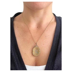 Antique 9ct Gold Back & Front, Edwardian Paste and Turquoise Swallow Oval Locket