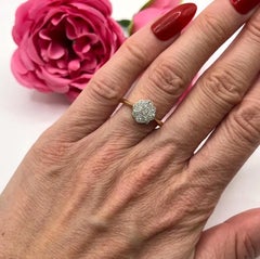 Antique 18ct Gold & Platinum Stamped, Edwardian Diamond Cluster Ring