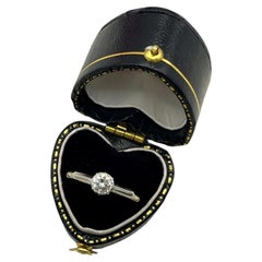Antique 18ct Gold & Platinum Stamped, 1920s Single Stone Diamond Engagement Ring
