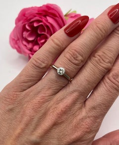 Antique 18ct Gold & Platinum Stamped, 1920s Single Stone Diamond Engagement Ring