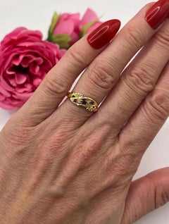 Antique 18ct Gold Ruby and Diamond Ring Scroll Design Hallmarked Birmingham 1921