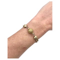 Antique 9ct Gold, Victorian Belcher Link Orb Albertina Bracelet