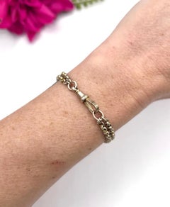 Antique 9ct Gold, Victorian Belcher Link Orb Albertina Bracelet
