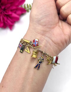 Antique 9ct Gold Stamped, 1920s Nautical Themed Charm Bracelet