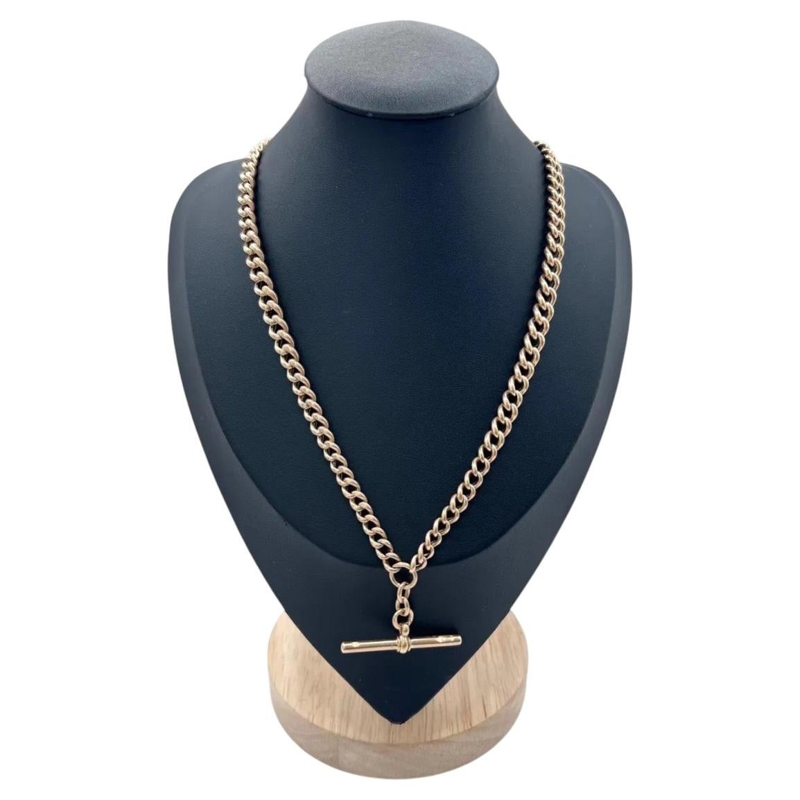 Collar antiguo de oro rosa de 9 quilates, estilo eduardiano, con cadena tipo «Albert» de doble gradación
