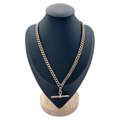 Collana con catena per orologio Albert in oro rosa da 9 carati, in stile edoardiano, con doppia gradazione, d'epoca