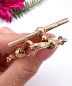 Catena Albert d’epoca in oro 9 carati: collana edwardiana con catena da orologio a doppia gradazione