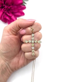 Antique 9ct Gold, Georgian Green Topaz Cross Pendant