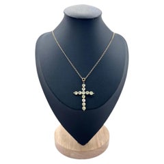 Antique 9ct Gold, Georgian Green Topaz Cross Pendant