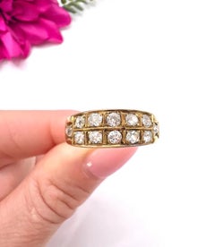 Antique 18ct Gold, Victorian Diamond Two Row Ring