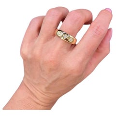 Vintage 18ct Yellow Gold, 1960s 3 Stone Diamond Band Ring