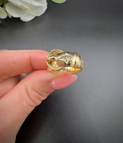 Antique 18ct Yellow Gold, Edwardian Star Set Diamond Buckle / Belt Ring