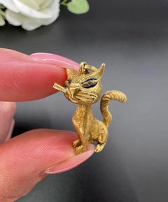 Antique 18ct Yellow Gold, Edwardian Cat Pendant