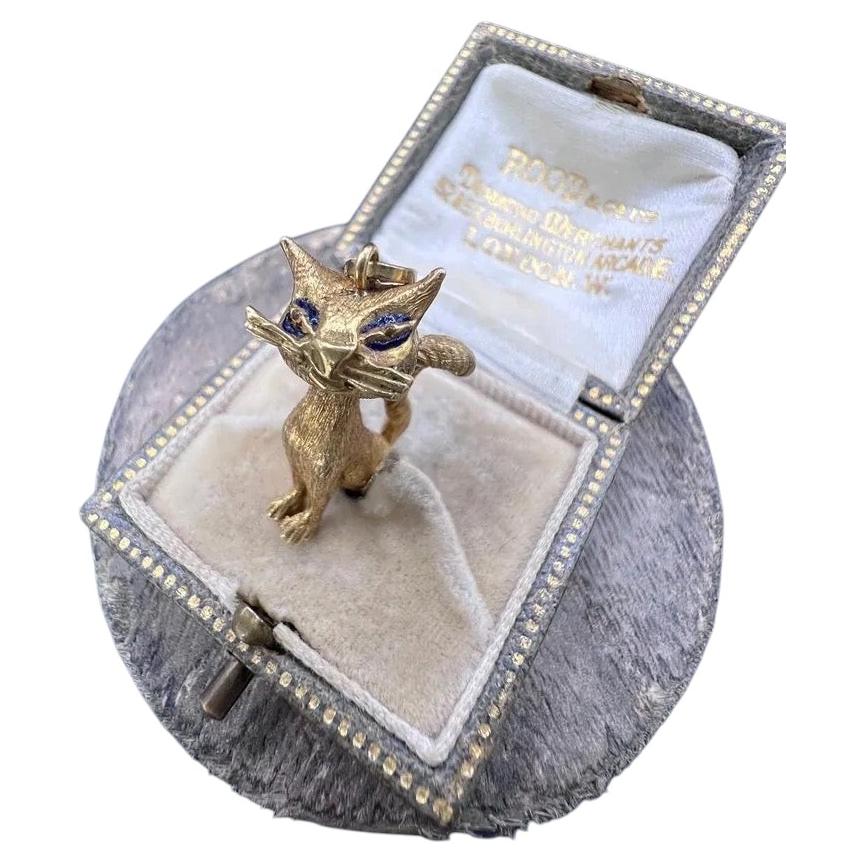 Antique 18ct Yellow Gold, Edwardian Cat Pendant For Sale