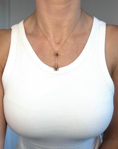 Antique 9ct Gold, Edwardian Amethyst Spider & Fly Bug Pendant Necklace