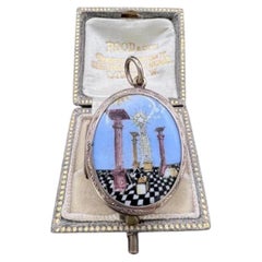 Antique 9ct Gold, Rare Edwardian Enamel Masonic Locket