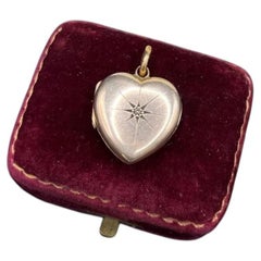 Antique 9ct Gold Diamond, Edwardian Heart Locket, Circa 1910
