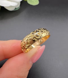 Antique 18ct Yellow Gold, 1920s Engraved Wedding Band