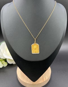 Antique 18ct Gold, Edwardian Diamond Set Madonna Religious Pendant